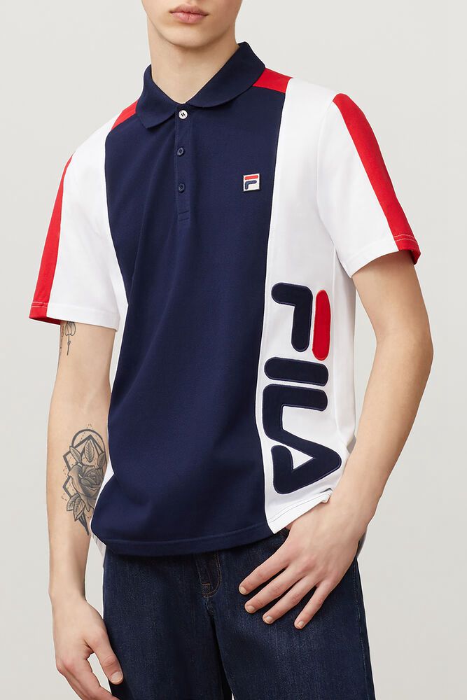 Fila Polo Mens Navy/White Apache - Ireland 34975-DXOG